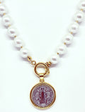 Collar de Perlas Mallorca con Medalla San Benito