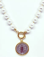 Collar de Perlas Mallorca con Medalla San Benito