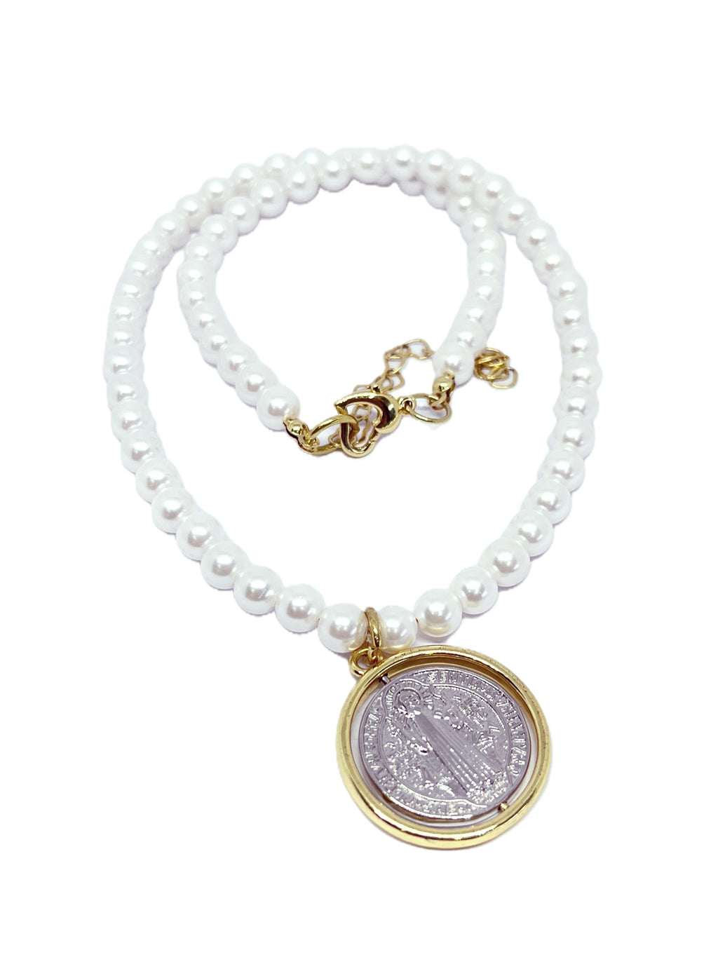 Collar perlas mallorca colgante san Benito