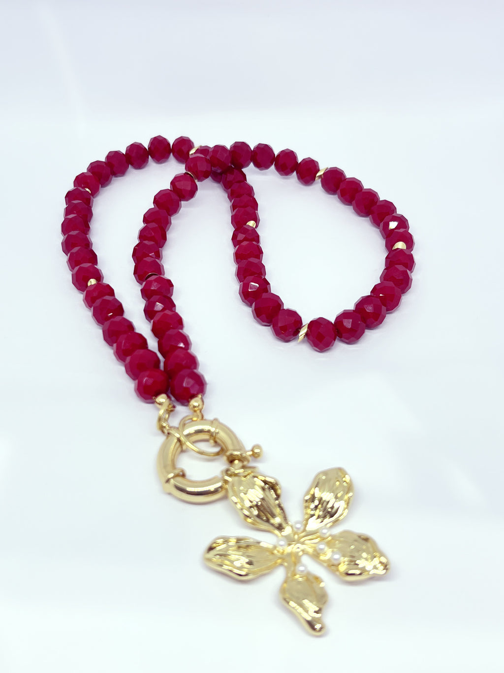 Collar de Cristales con Colgante Flor