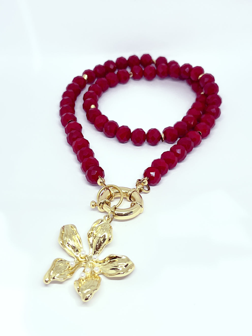 Collar de Cristales con Colgante Flor