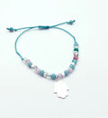 Pulsera mano de Fátima turquesa con cristales de 4 mm y baño de plata