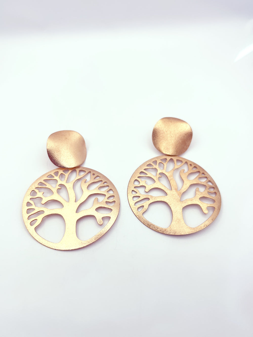 Aros árbol de la vida con baño de oro rosado, 35 mm