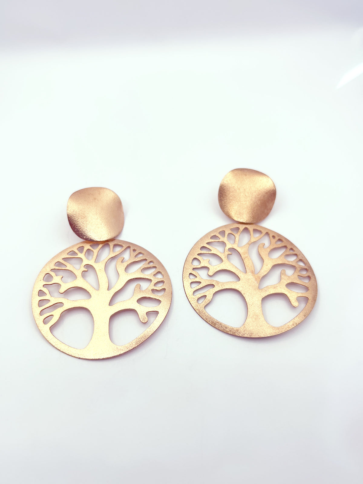 Aros árbol de la vida con baño de oro rosado, 35 mm