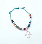 Pulsera mano de Fátima multicolor con cristales de 4 mm y baño de plata