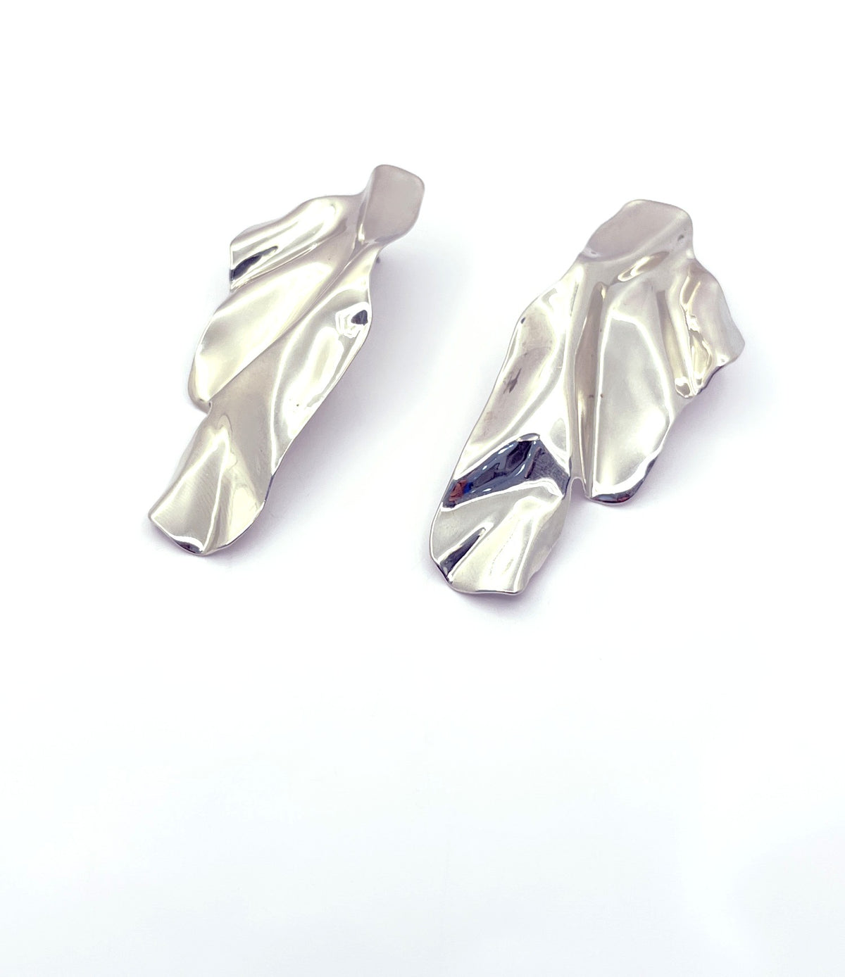 Aros de hojas platinadas, 40 mm de largo