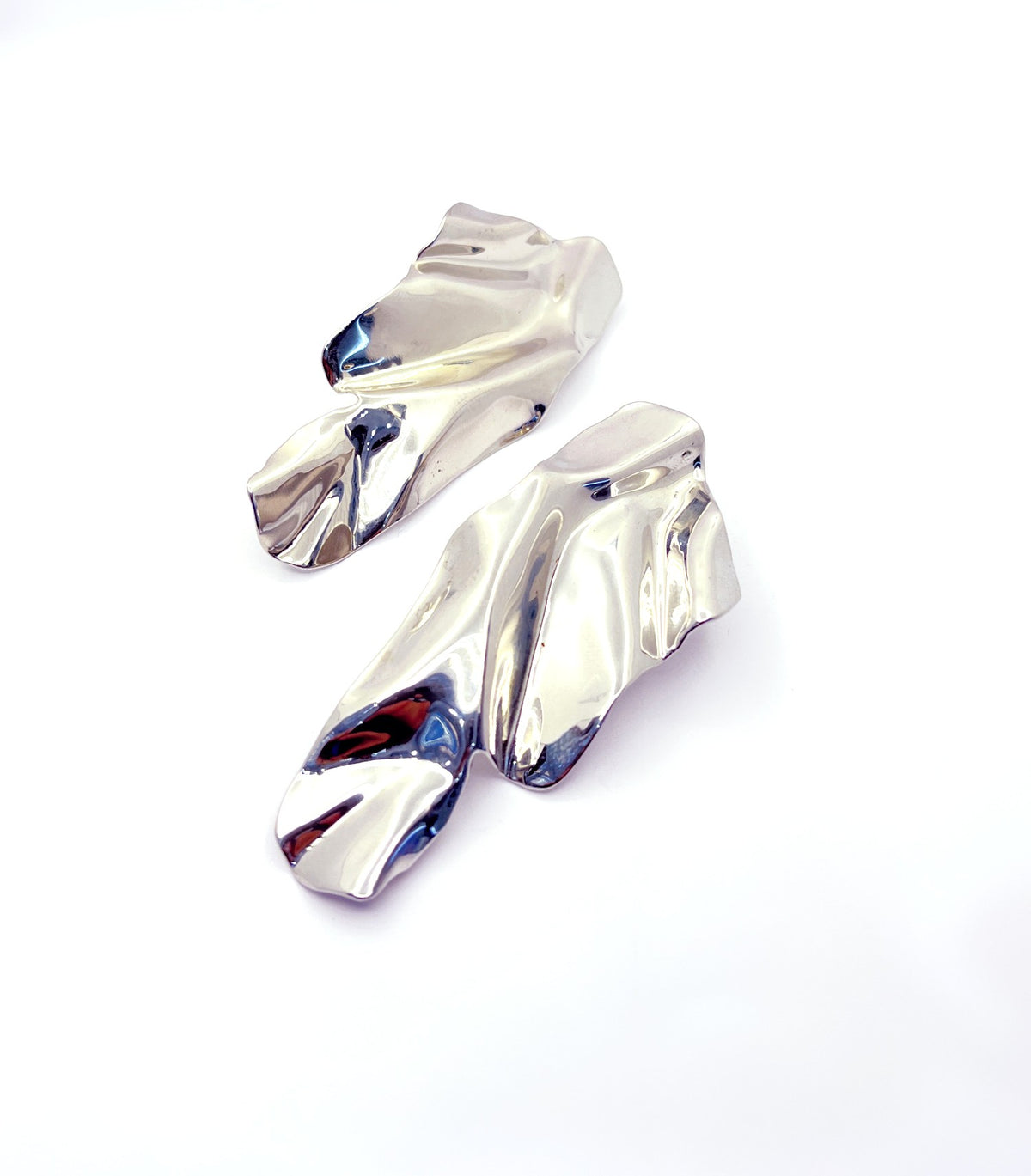 Aros de hojas platinadas, 40 mm de largo