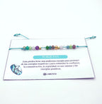 Pulsera de cristales multicolor de 4 mm con macramé y baño de oro amarillo