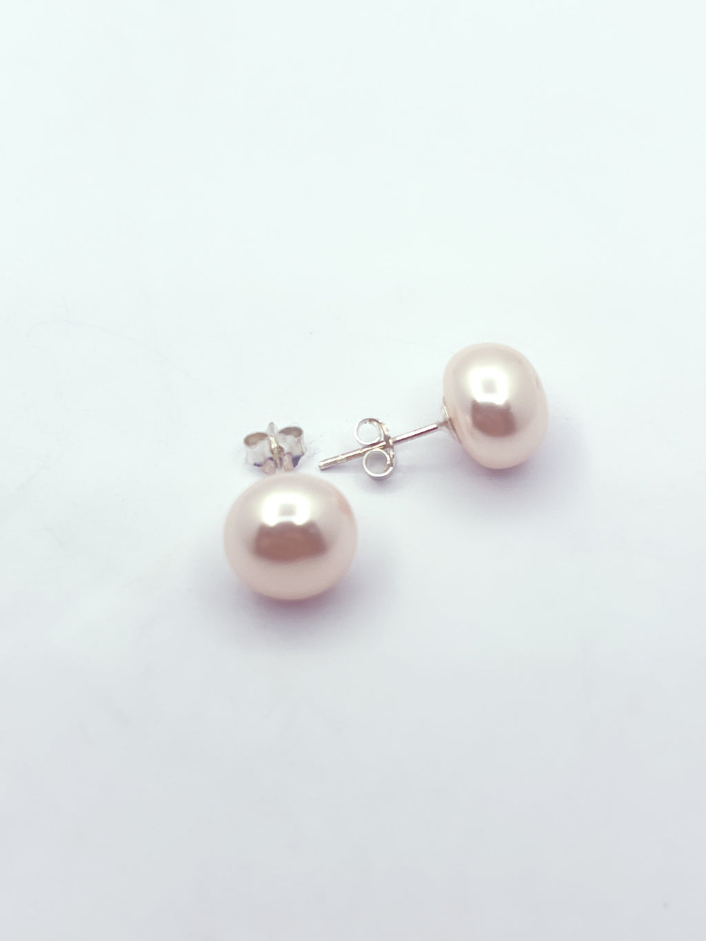 Aros perla rosa base plata