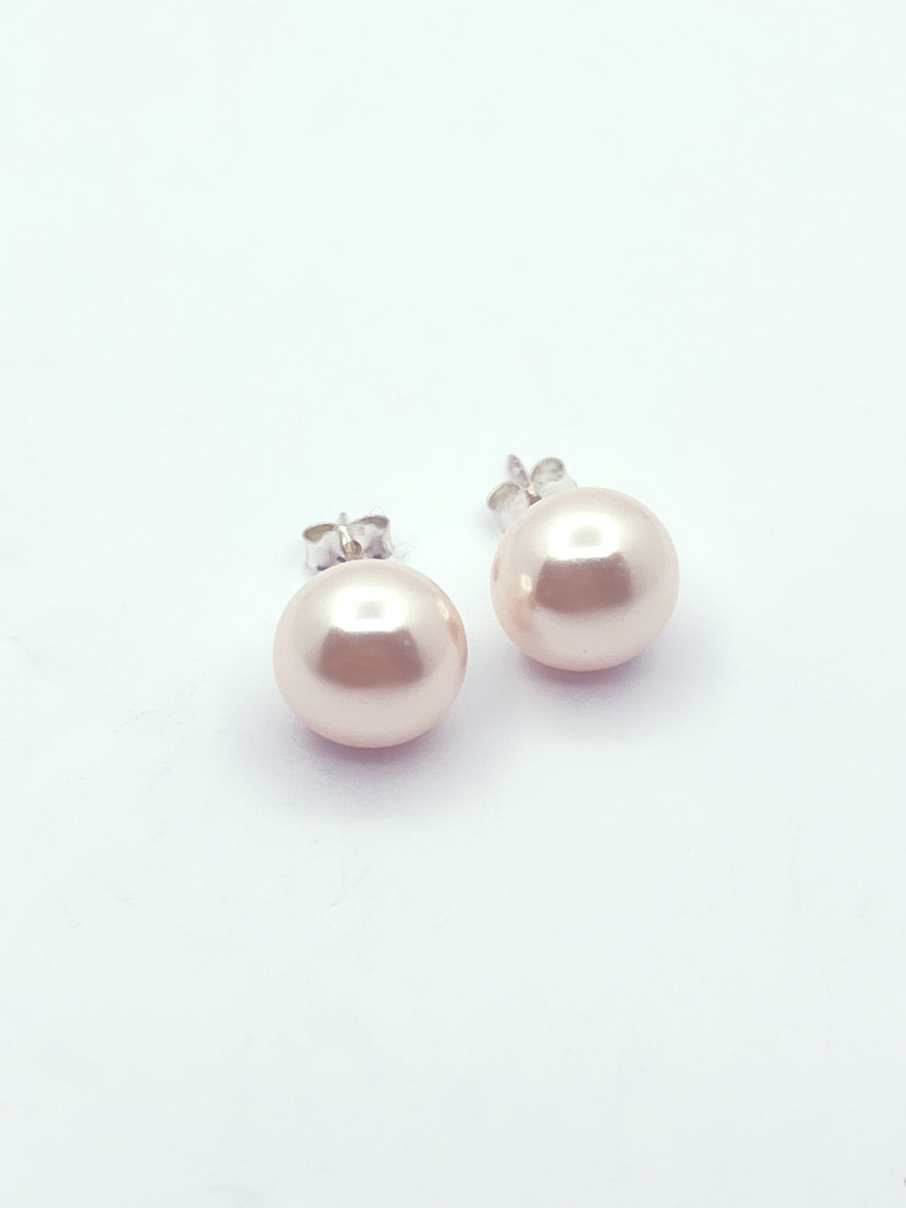 Aros perla rosa base plata