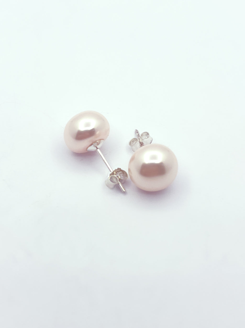Aros perla rosa base plata