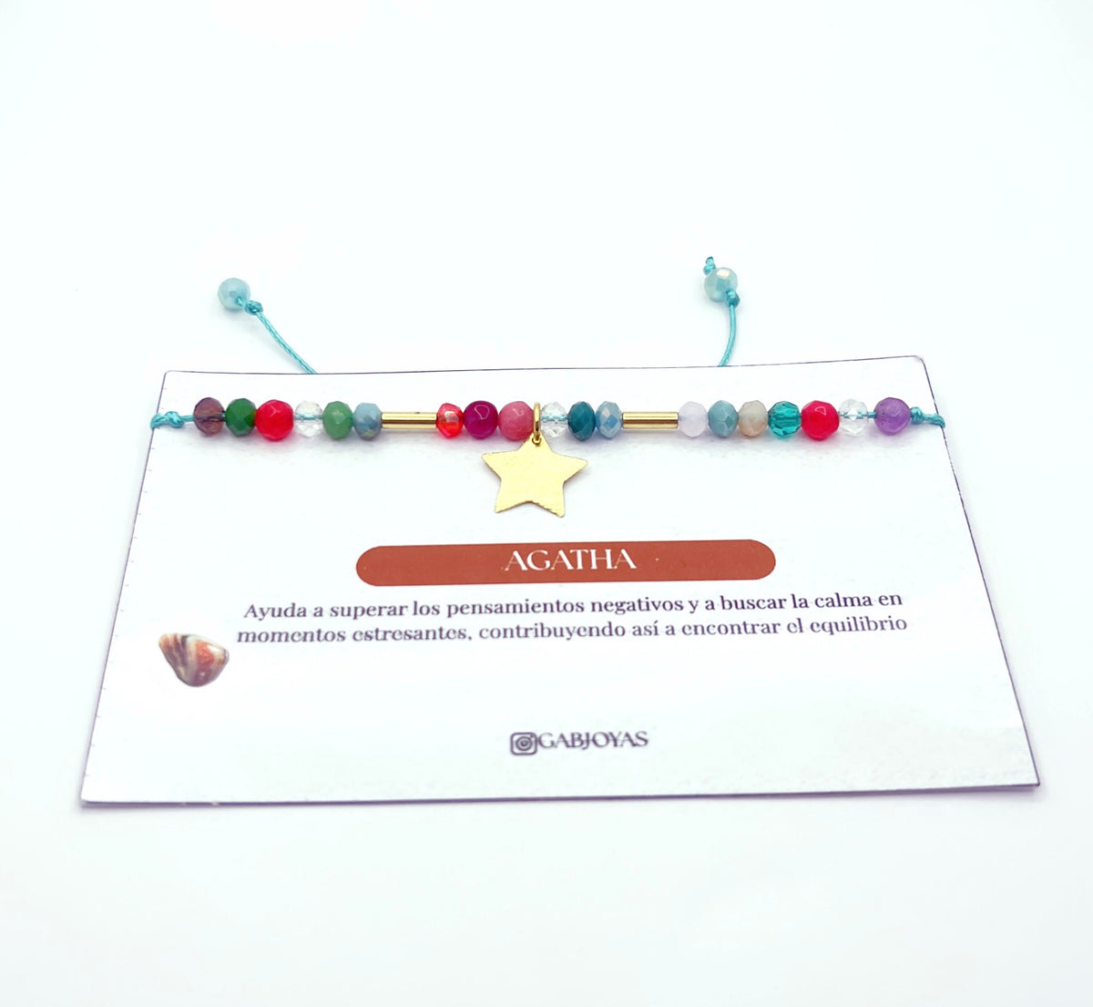 Pulsera estrella multicolor con cristales de 4 mm y macramé