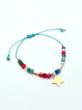 Pulsera estrella multicolor con cristales de 4 mm y macramé
