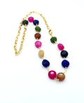 Collar piedras naturales multicolor baño oro amarillo