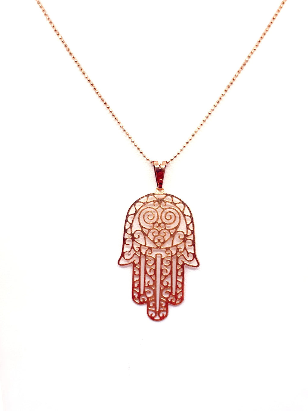 Collar mano de fátima baño oro rosado