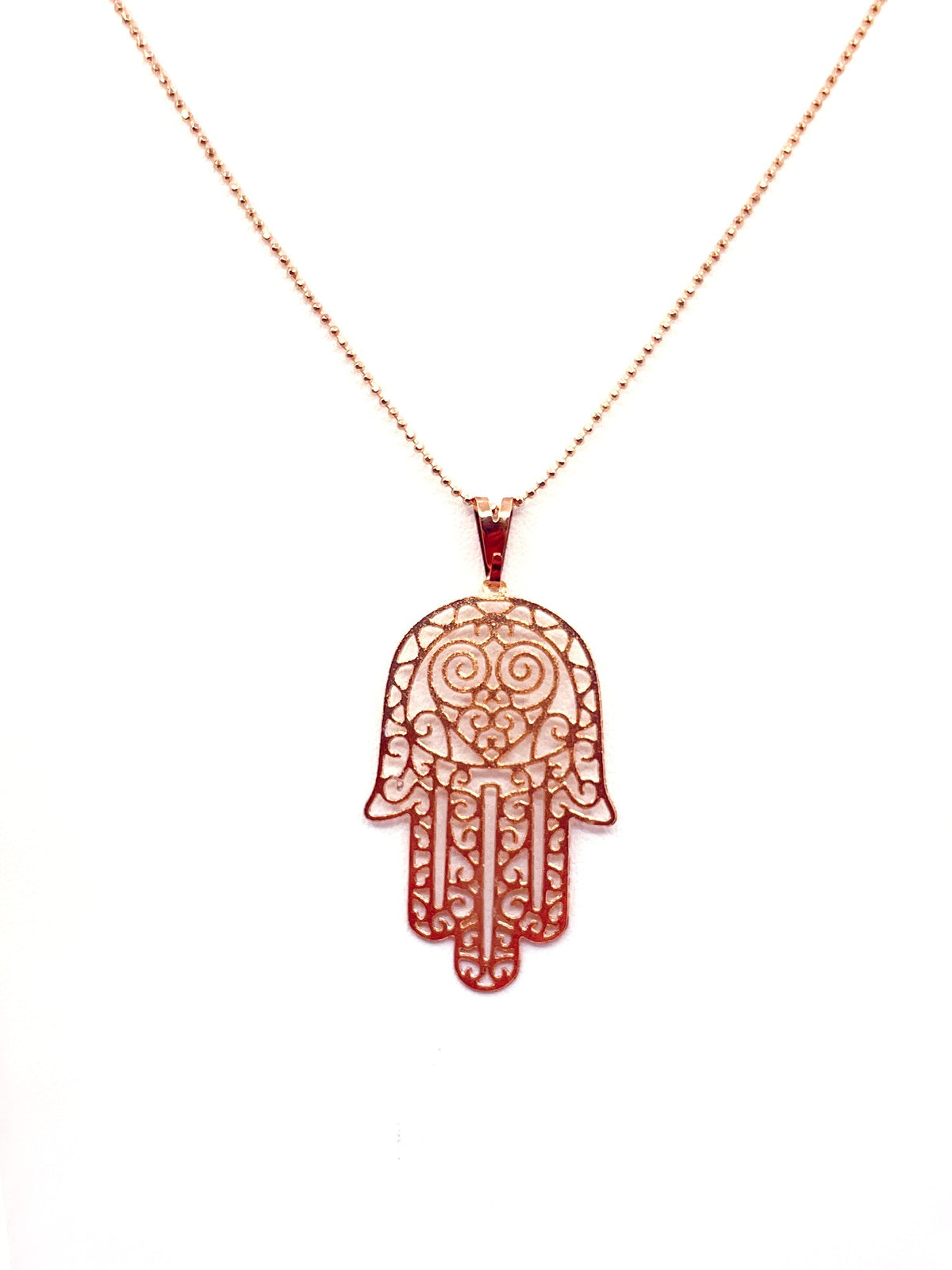 Collar mano de fátima baño oro rosado
