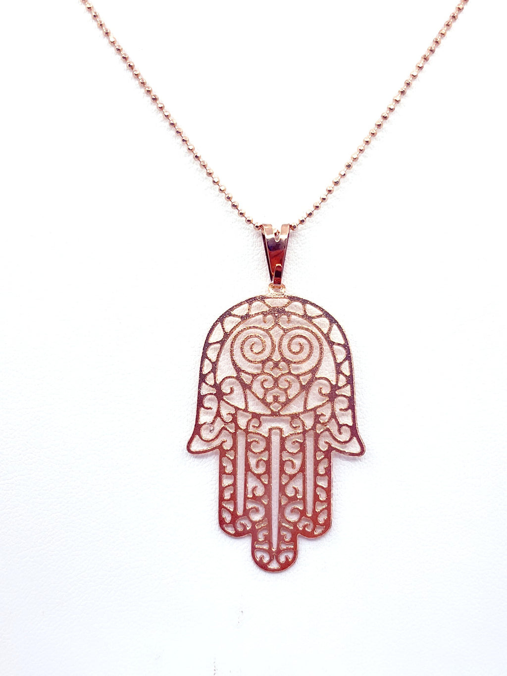 Collar mano de fátima baño oro rosado