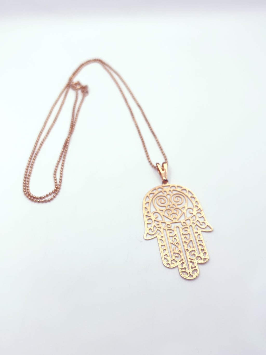 Collar mano de fátima baño oro rosado