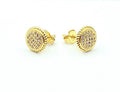 Aros botón con microcircones y baño de oro amarillo, 12 mm