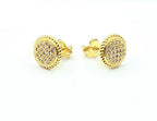 Aros botón con microcircones y baño de oro amarillo, 12 mm