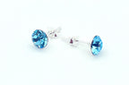 Aros de cristal aguamarina con base de plata 925, 6 mm