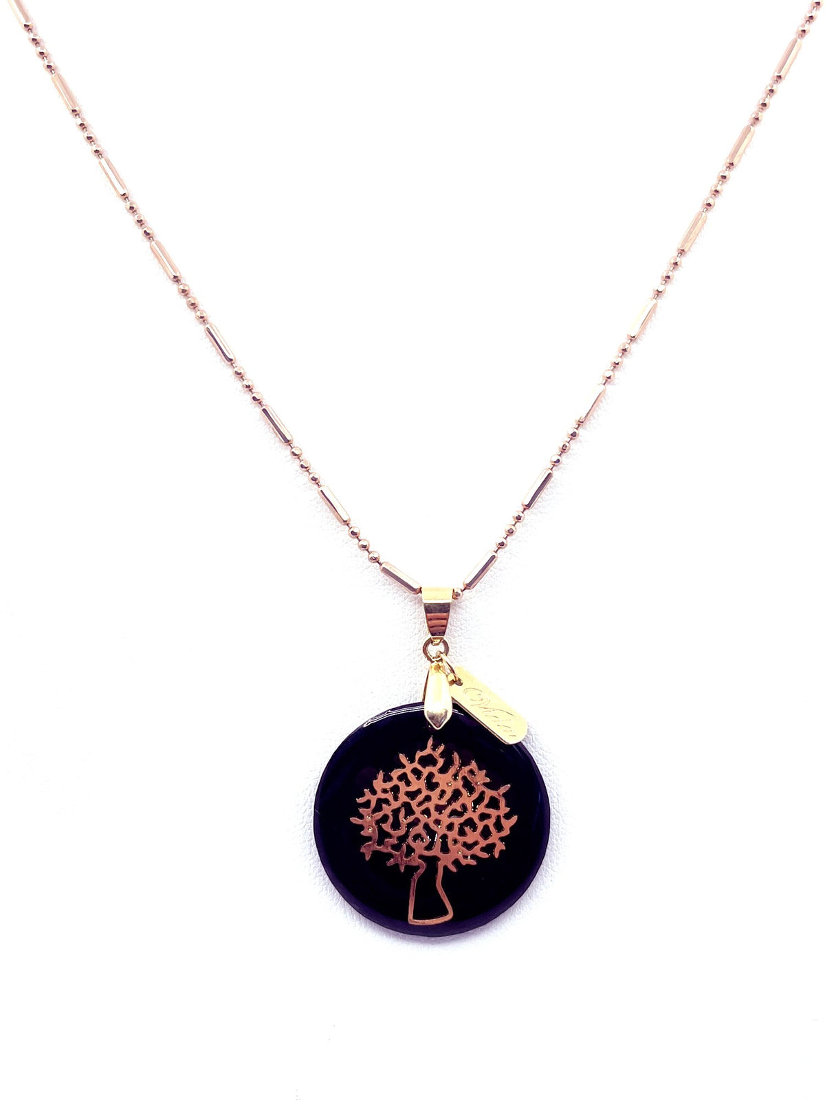 Collar árbol de la vida baño oro rosado