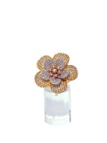 Anillo flor baño oro blanco y amarillo microcircones