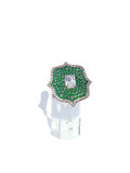 Anillo baño oro blanco microcircones esmerlada