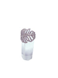 Anillo hoja baño oro blanco microcircones