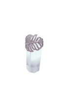 Anillo hoja baño oro blanco microcircones