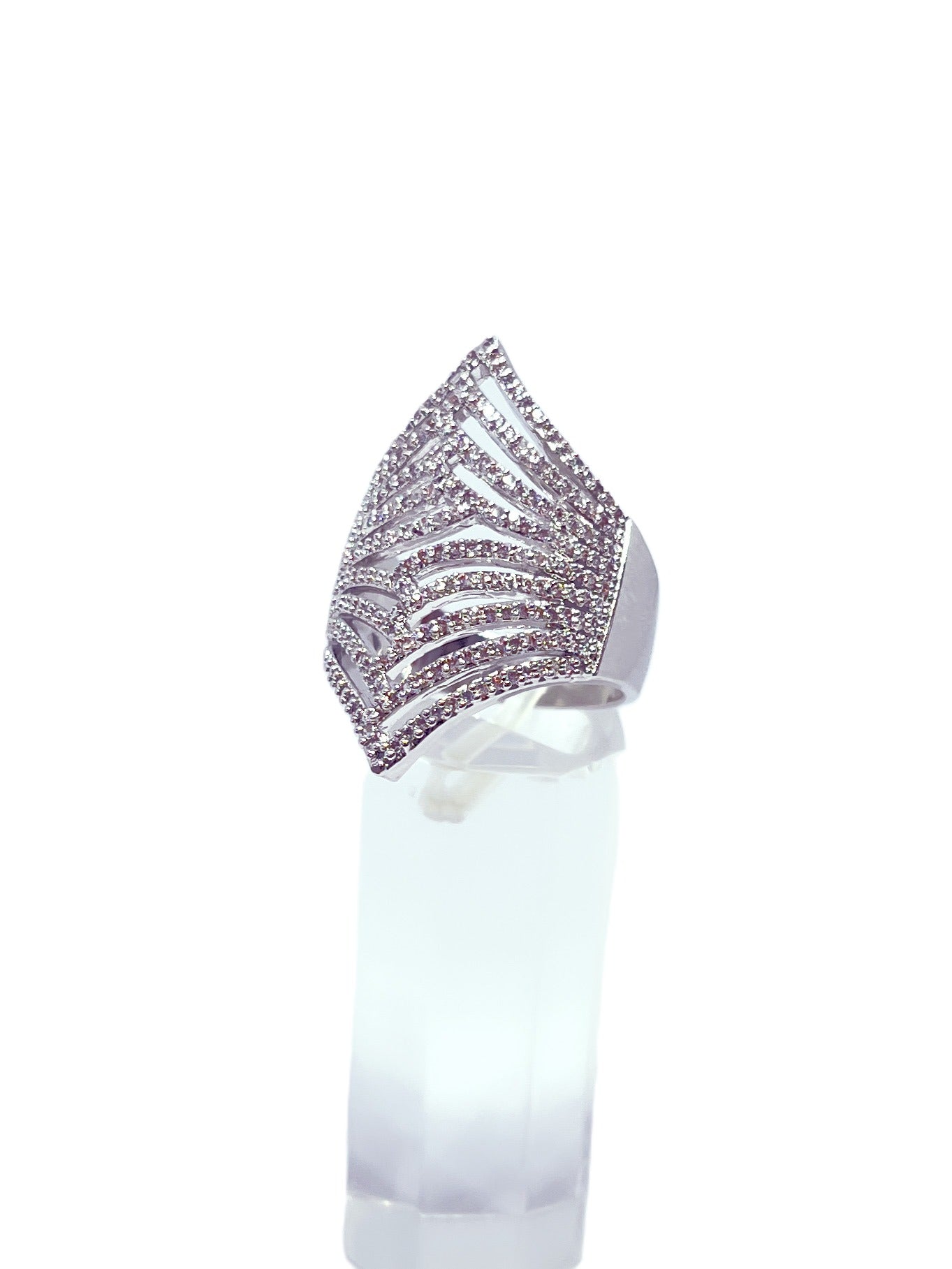 Anillo baño oro blanco microcircones