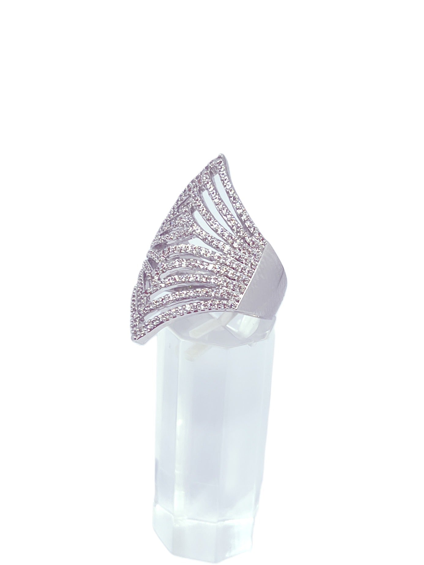 Anillo baño oro blanco microcircones