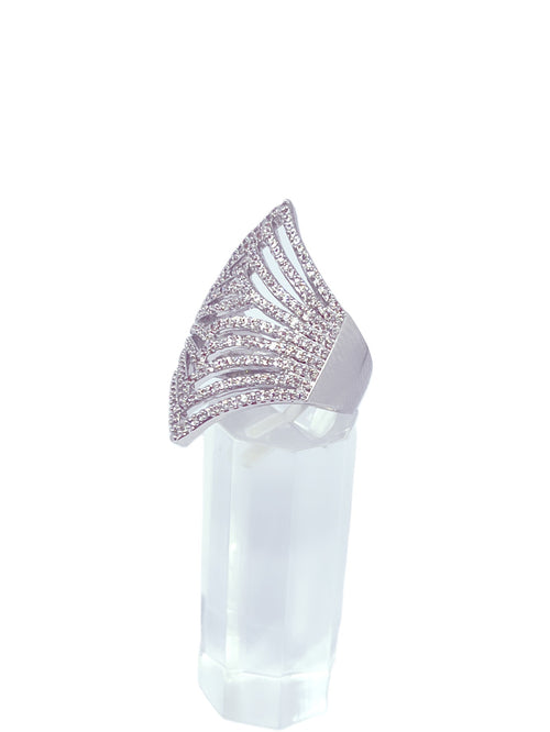 Anillo baño oro blanco microcircones