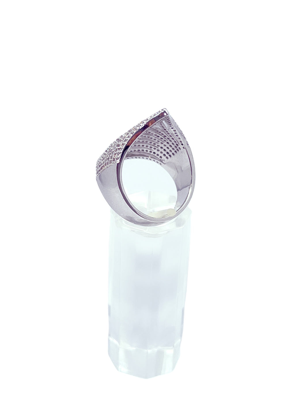 Anillo baño oro blanco microcircones