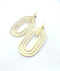 Aros ovalados con baño de oro amarillo, 60 x 30 mm