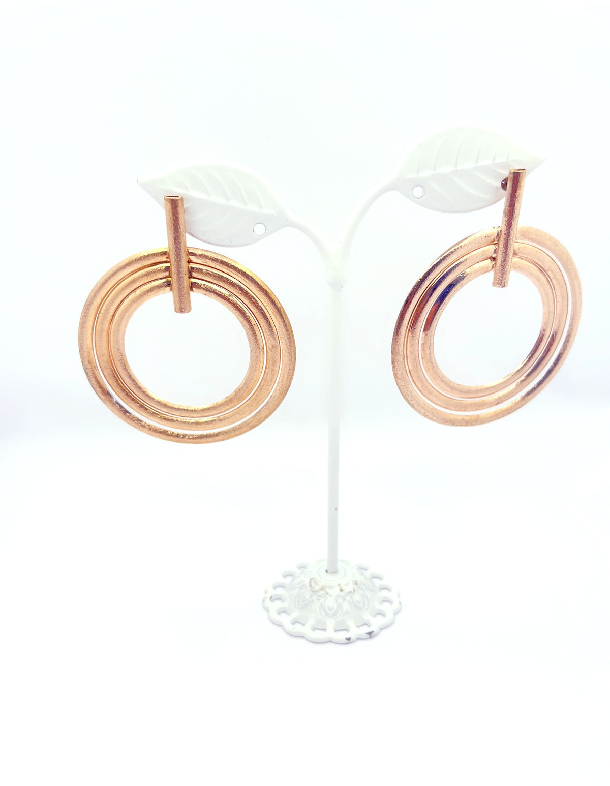 Aros circulares con baño de oro rosado, 50 mm