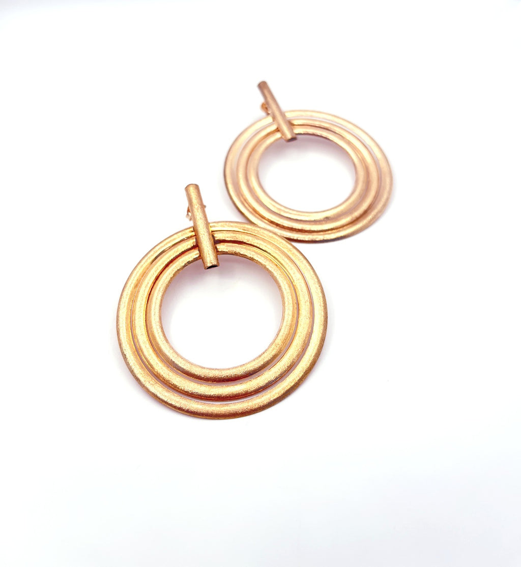 Aros circulares con baño de oro rosado, 50 mm