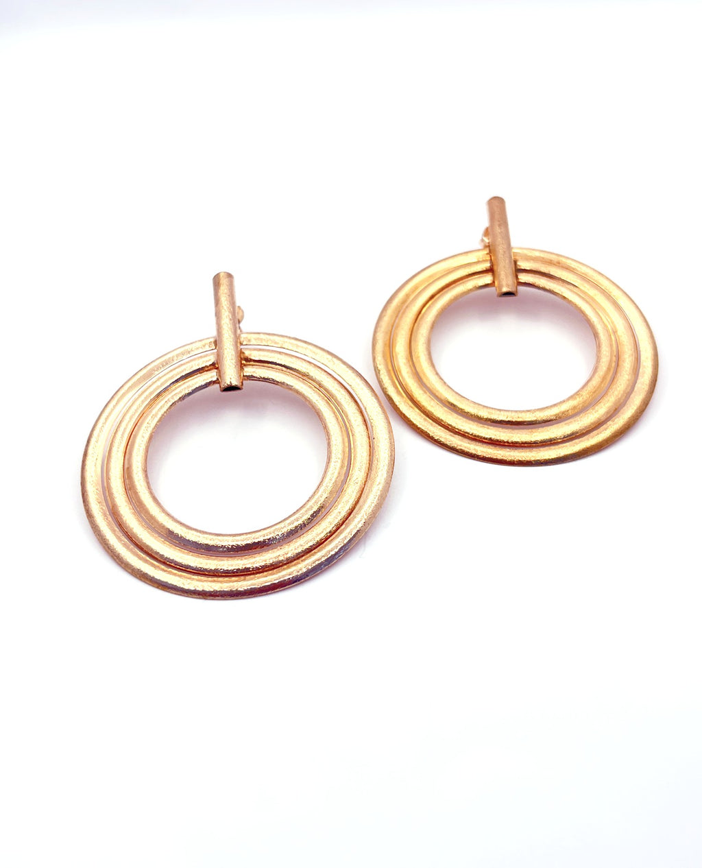 Aros circulares con baño de oro rosado, 50 mm